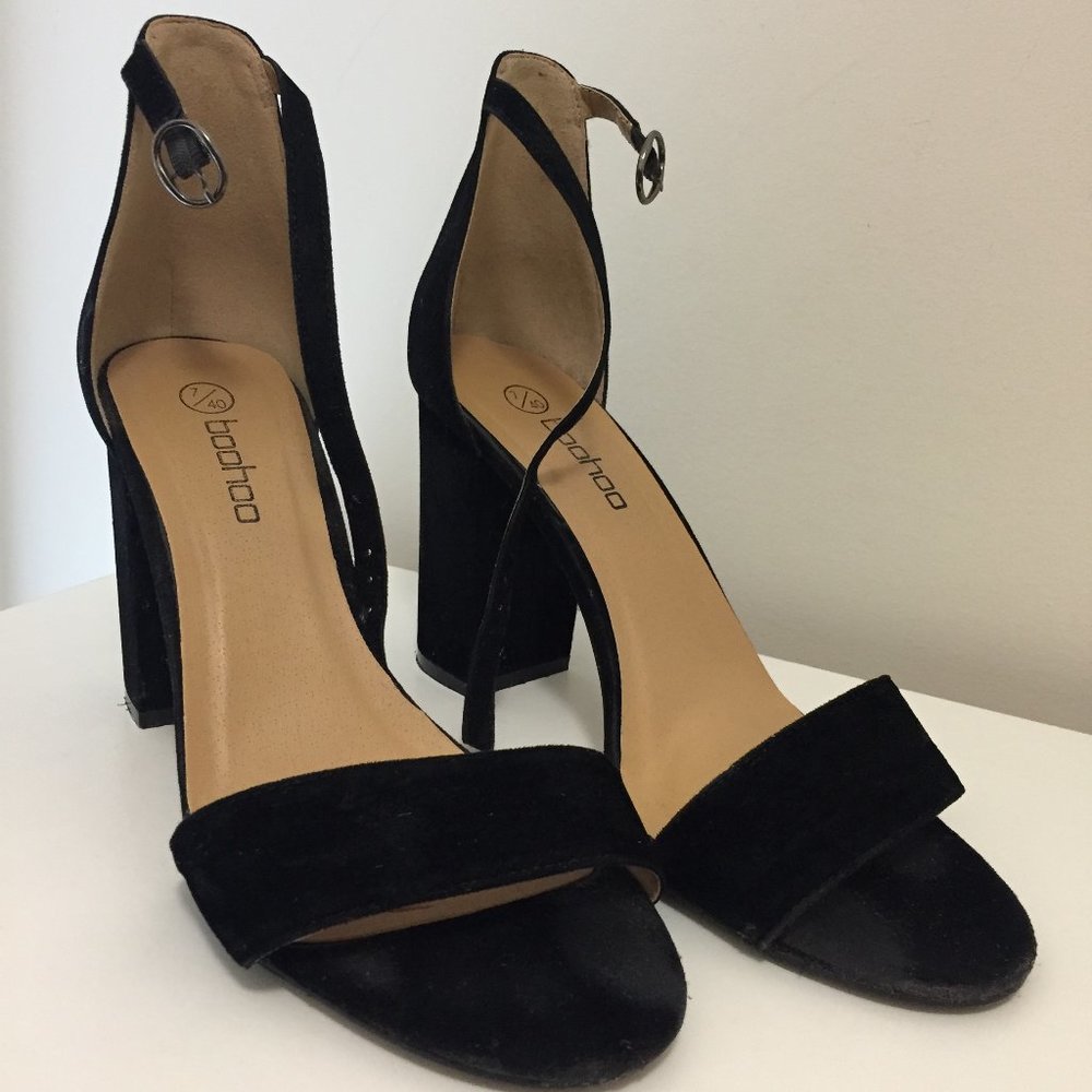 Boohoo Black Strap Heels